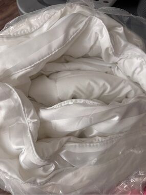 kathy ireland White Luxury silky striped down Alternative Comforter with shams